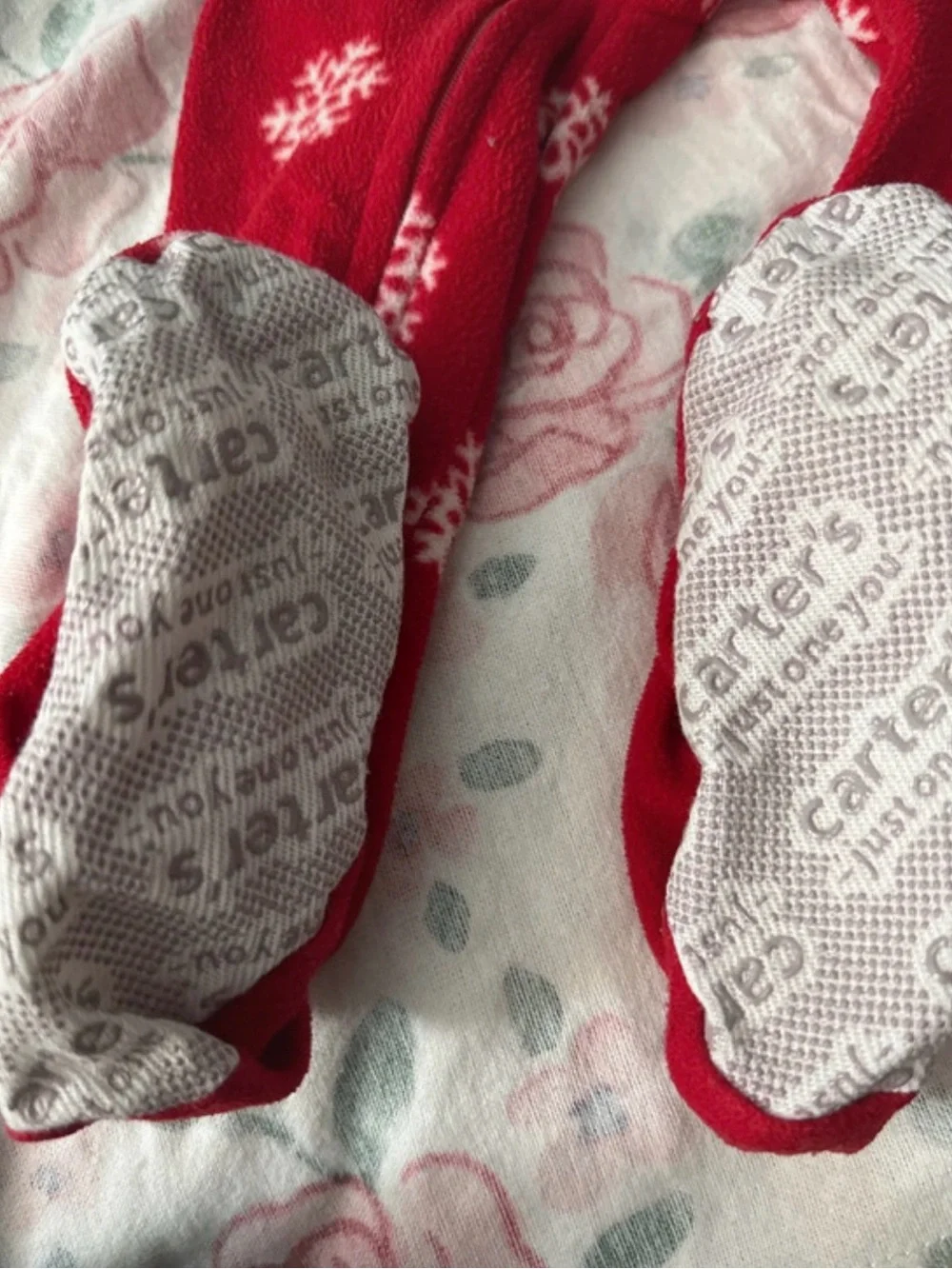 Carter's Red Snowflake Fleece One-Piece with Reindeer Face